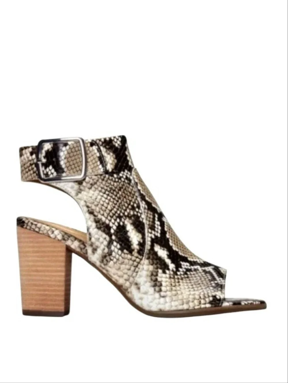 Vionic Blakely Snakeskin Print Peep Toe Block Heel Booties Size 8.5 NWOT
